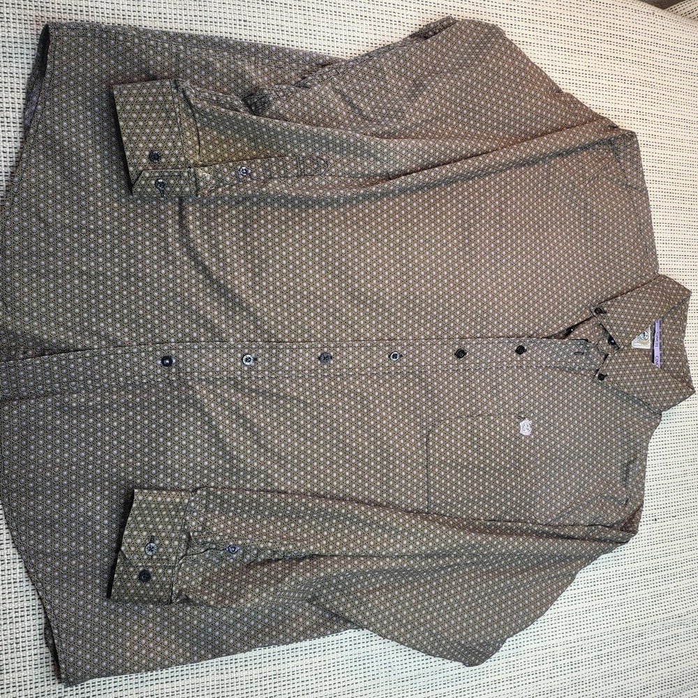 Cinch Shirt Mens Large‎ Brown Geometric Print Long Sleeve Western Button Front